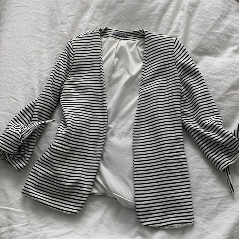 Olivia Moon striped open front blazer